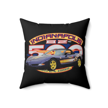 1998 Corvette Pace Car Spun Polyester Square Pillow with Indianapolis 500 design.