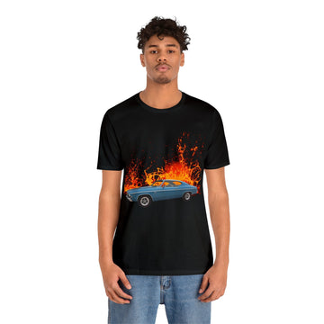 1969 Chevelle SS lava series short sleeve tee featuring classic car design on black lightweight cotton.