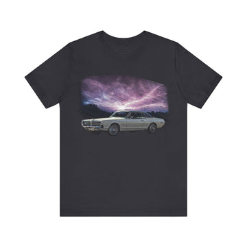 1967 Mercury Cougar XR7 lightning series short sleeve tee with car graphic.