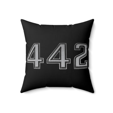 Olds Cutlass 442 Logo Spun Polyester Square Pillow featuring double-sided print and concealed zipper.