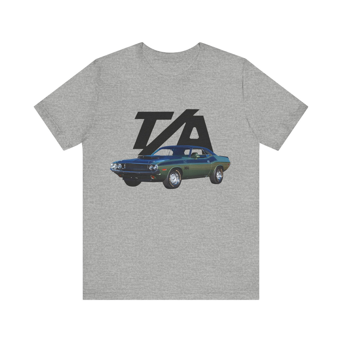 1970 Dodge Challenger TA Short Sleeve Tee with vintage car graphic design.