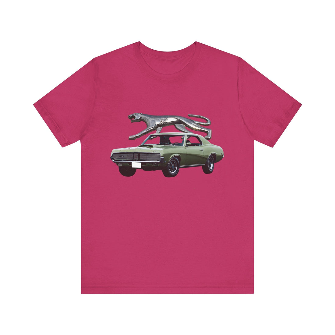 1969 Mercury Cougar XR7 Short Sleeve Tee with vintage car design.