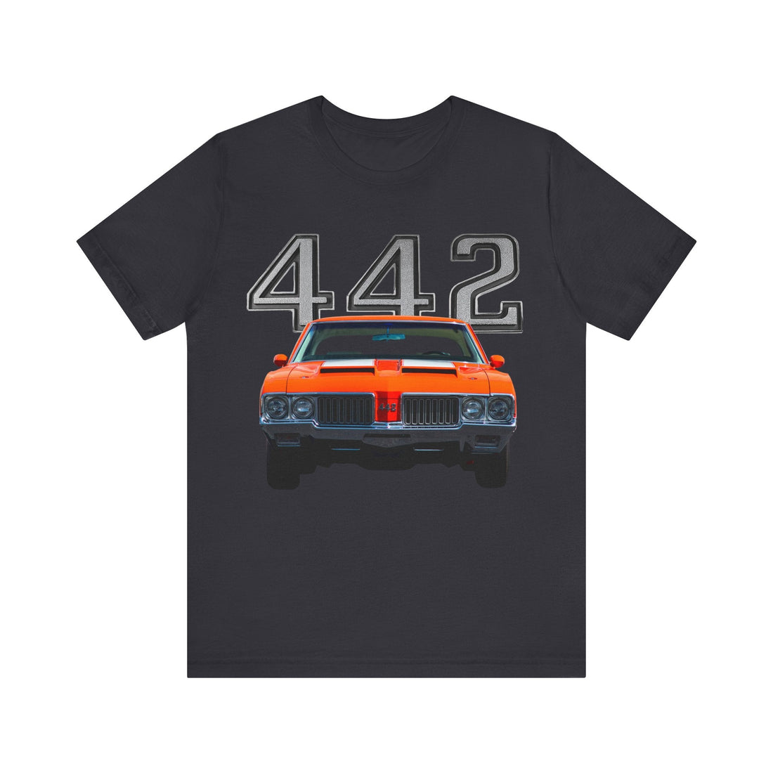 1970 Olds Cutlass 442 Short Sleeve T-Shirt with classic car graphic design.