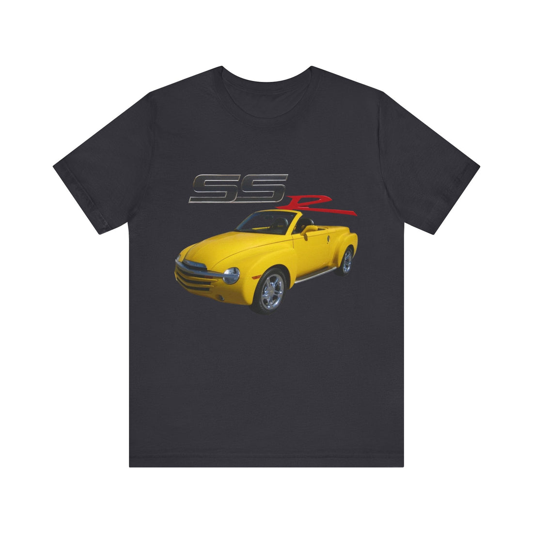 2005 SSR Short Sleeve Tee featuring yellow convertible car graphic on black fabric.