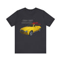 2005 SSR Short Sleeve Tee featuring yellow convertible car graphic on black fabric.