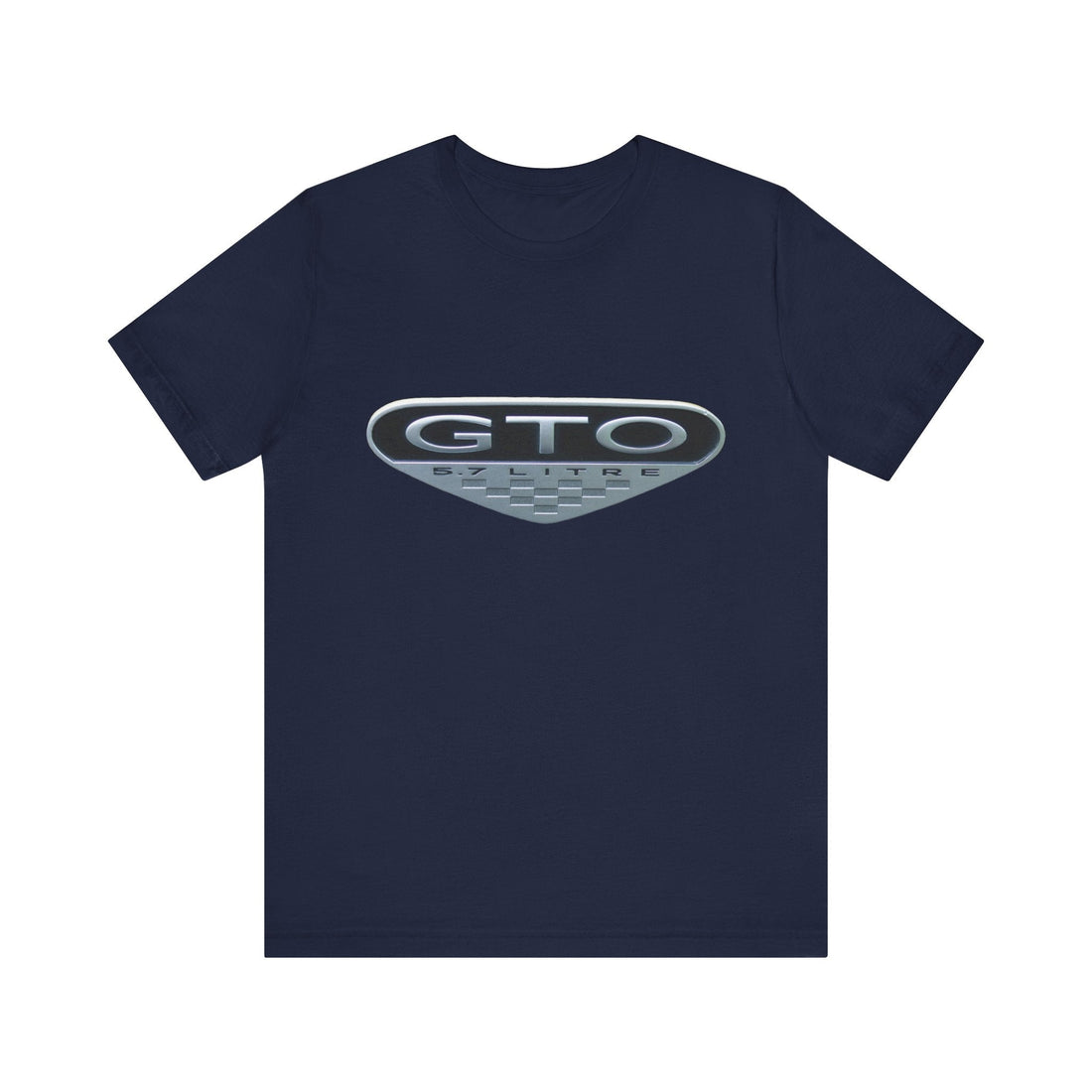 Pontiac GTO Logo Short Sleeve Tee in navy with classic design.