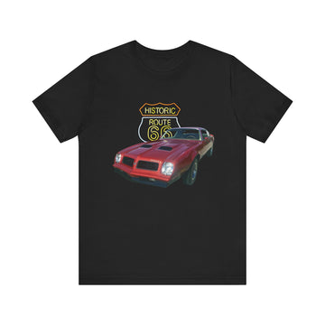 1976 Pontiac Firebird Formula in our Route 66 in the dark series Short Sleeve T-Shirt