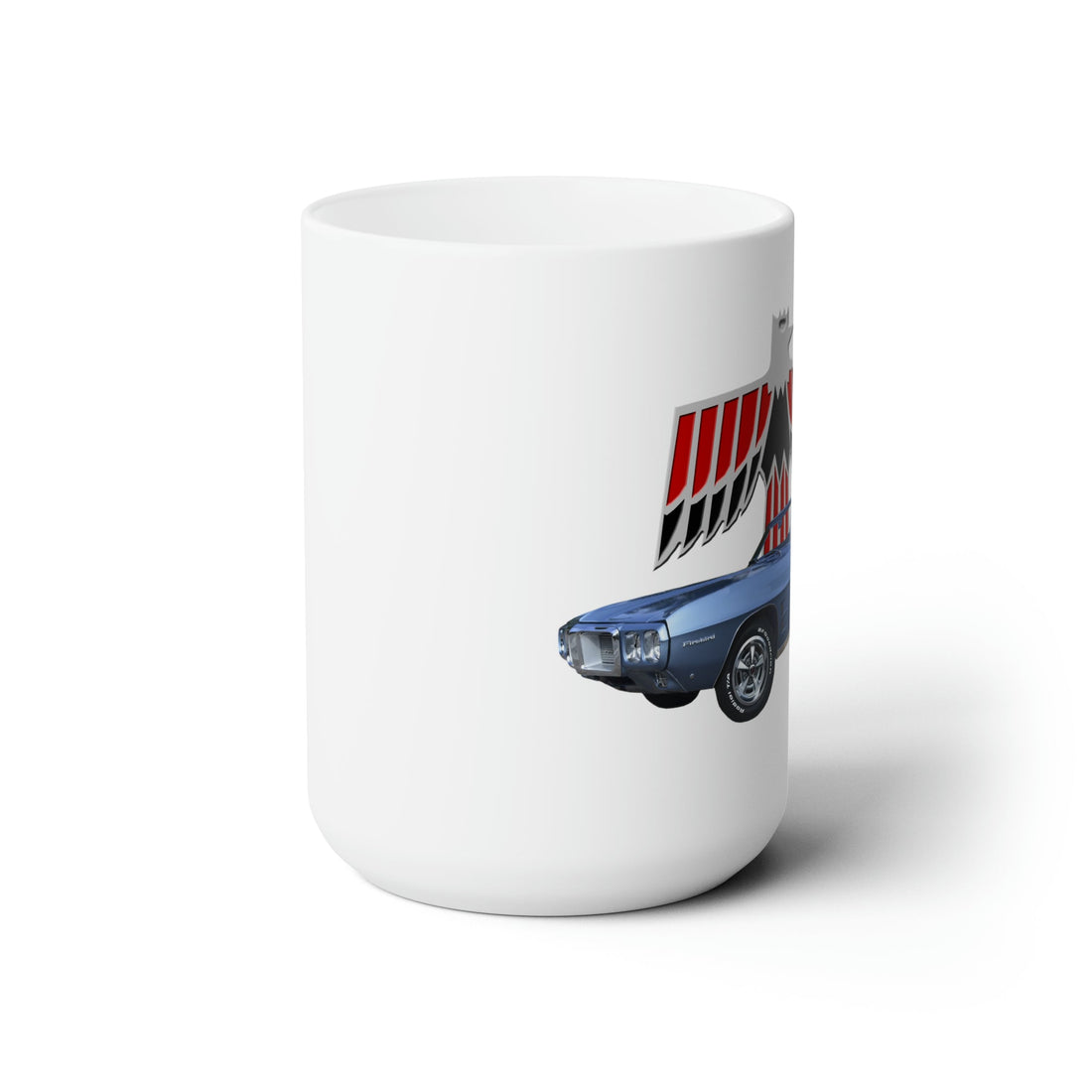 1969 Firebird 15oz ceramic mug with vintage car graphic, dishwasher and microwave safe.