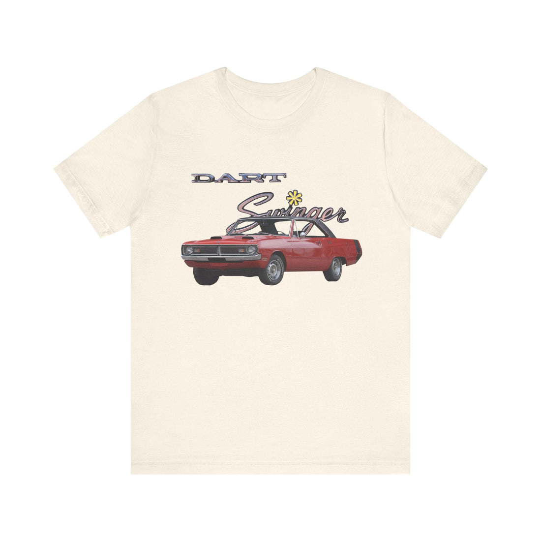 1970 Dodge Dart Swinger Short Sleeve T-shirt with classic car graphic design.