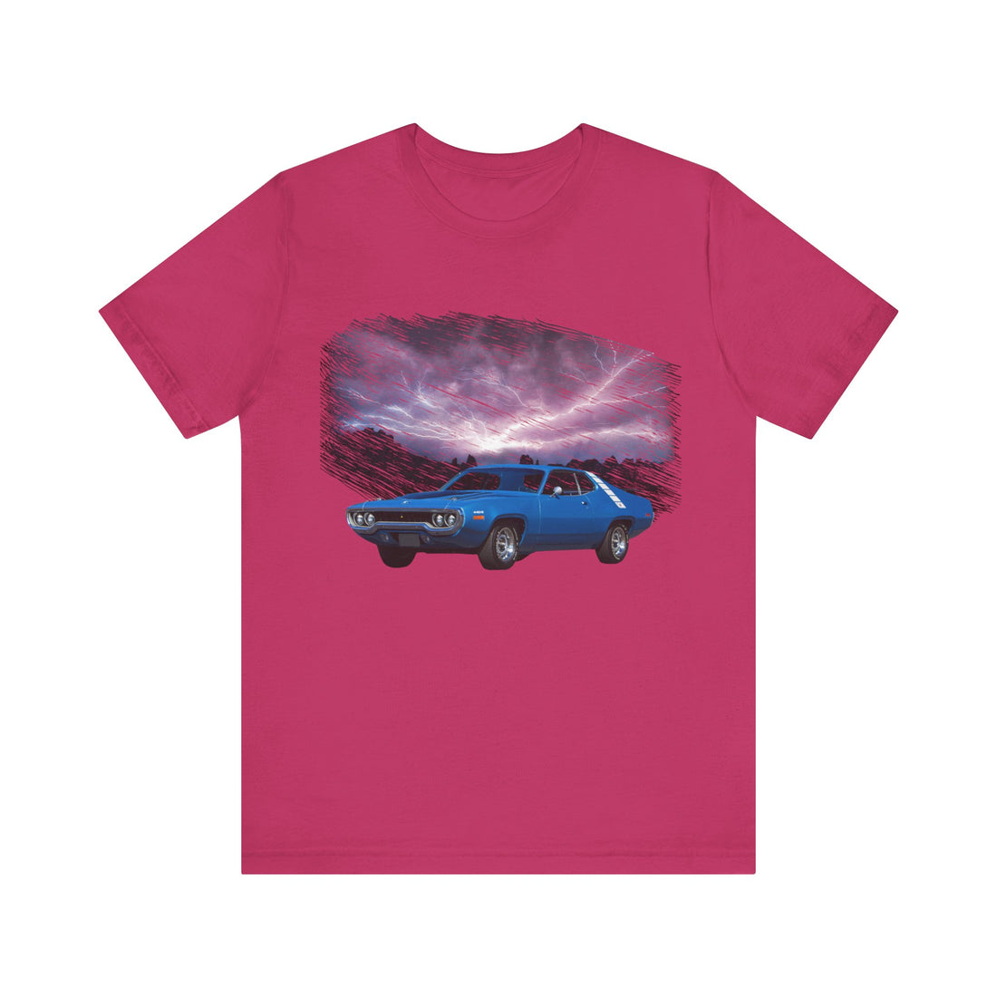 1971 Plymouth Road Runner short sleeve tee featuring classic car design.
