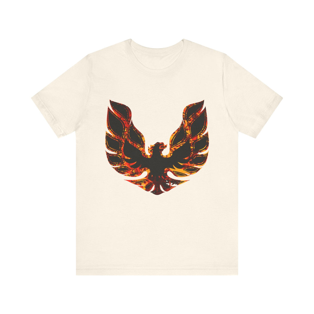 Pontiac Firebird Trans AM logo flame graphic short sleeve black t-shirt.