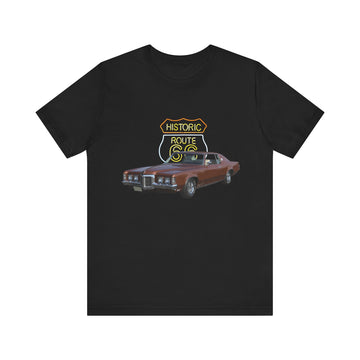 1969 Pontiac Grand Prix in our Route 66 in the dark series Short Sleeve T-Shirt