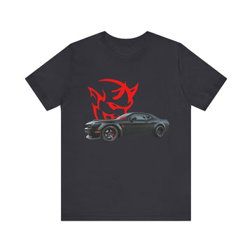 2018 Dodge Challenger SRT Demon Short Sleeve Tee, black shirt with car graphic.