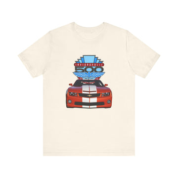 2010 Camaro Short Sleeve Tee with classic car graphic design, lightweight and soft cotton.