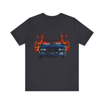 1988 Chevy Iroc-Z Camaro short sleeve tee with car graphic, soft cotton fabric.