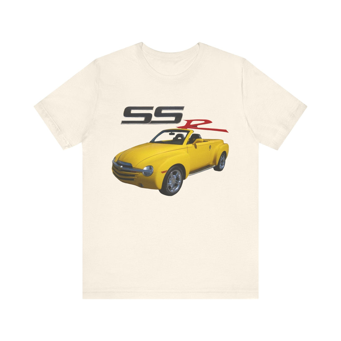2005 Chevy SSR series short sleeve tee with yellow car graphic on black background.