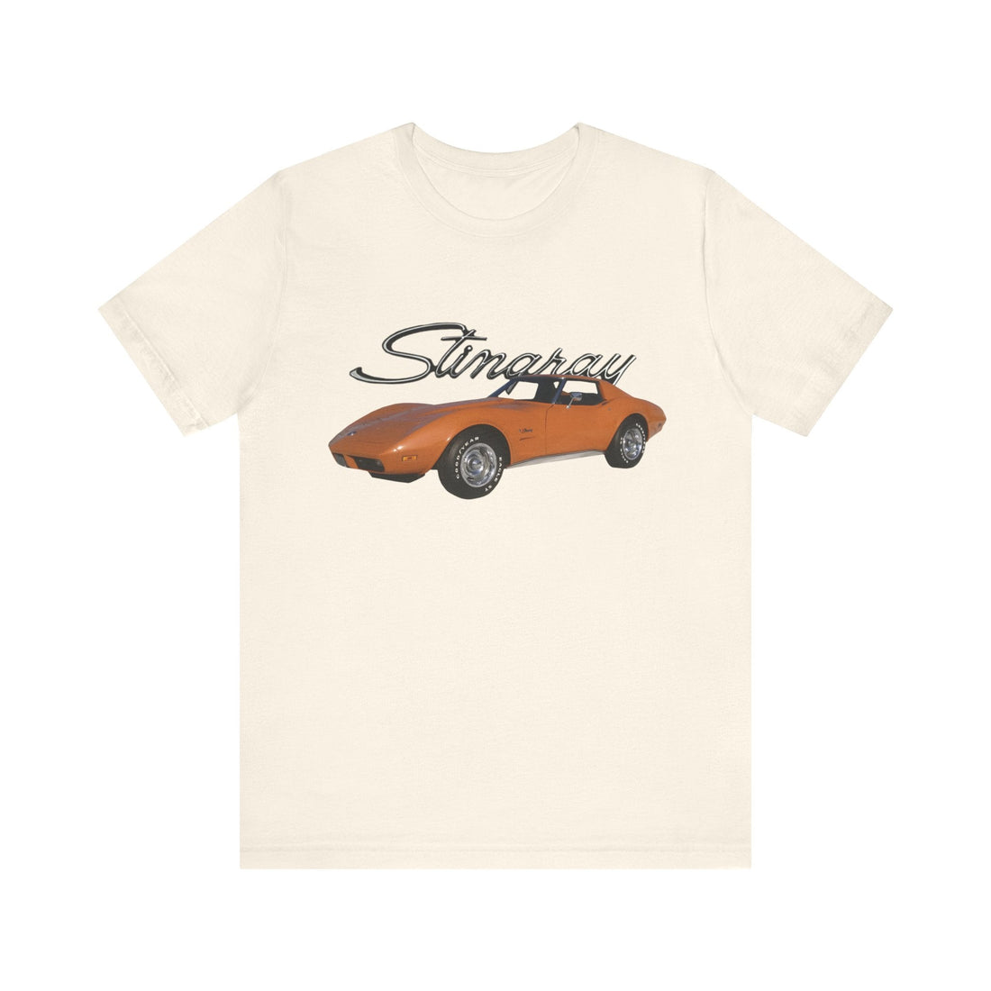 1974 Corvette Stingray short sleeve tee featuring classic vehicle graphic.