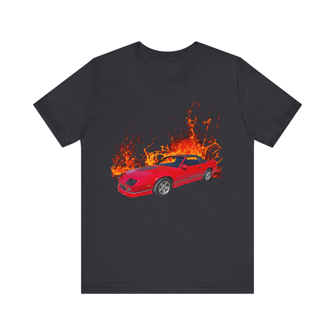 1989 Chevy Iroc-Z Camaro in our lava series Short Sleeve Tee