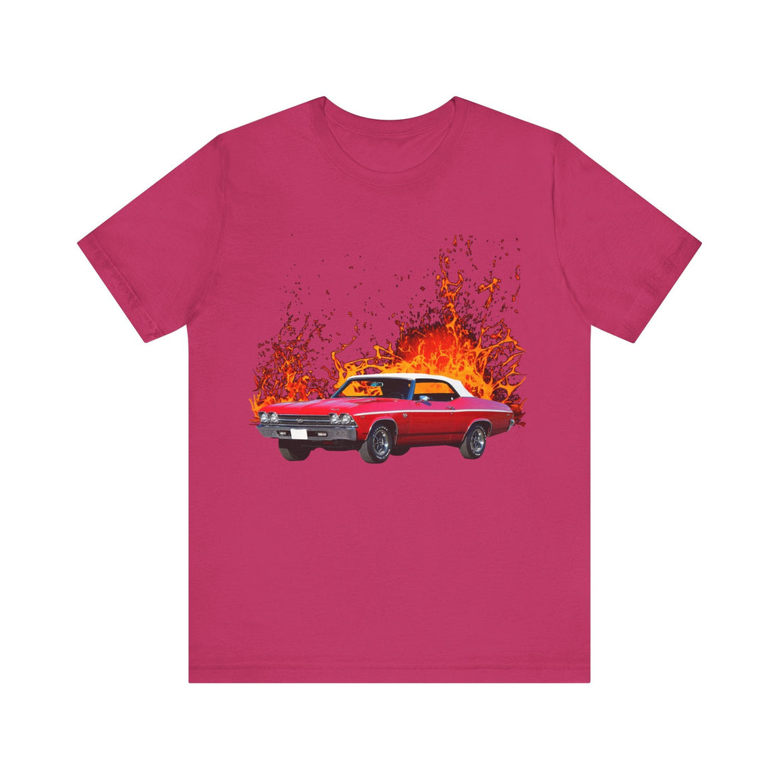 1969 Chevy Chevelle SS lava series short sleeve tee with flaming design, lightweight cotton.