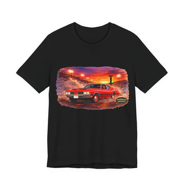 Nitro Series – High-Octane Classic  Drag Racing with Distressed 1970 Olds Cutlass 442 Nitro Series T-Shirt