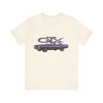 1970 GTX Short Sleeve Tee with car graphic, lightweight cotton fabric.