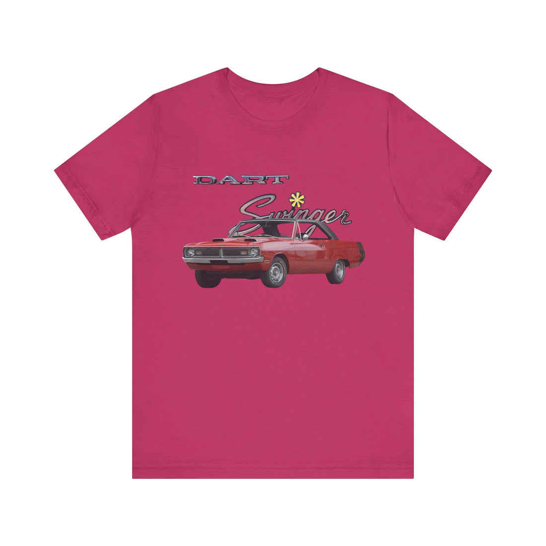 1970 Dodge Dart Swinger Short Sleeve T-shirt with classic car graphic design.