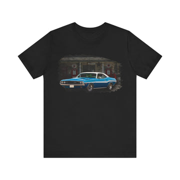 1970 Challenger RT in our filling station series Short Sleeve T-Shirt