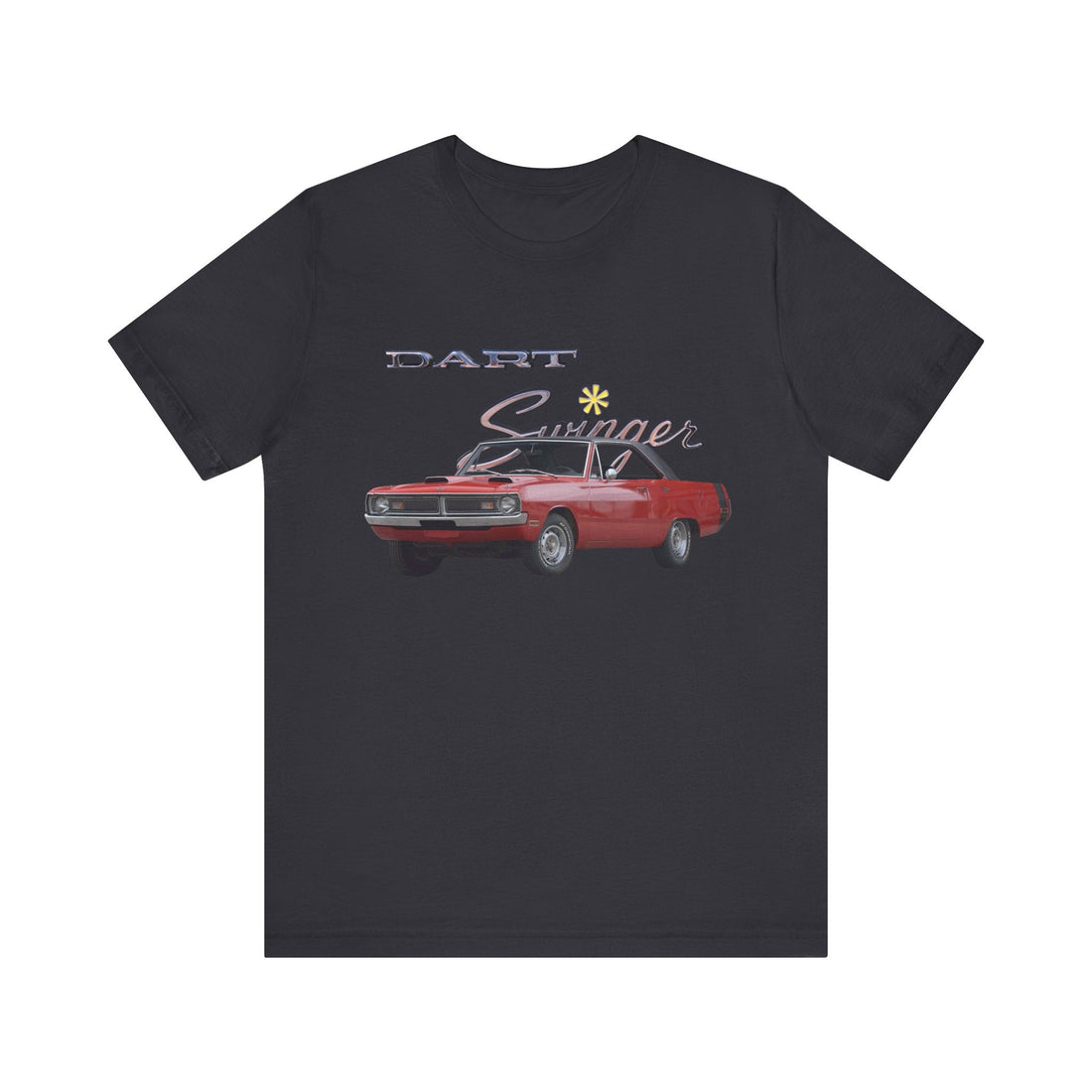 1970 Dodge Dart Swinger Short Sleeve T-shirt with classic car graphic design.