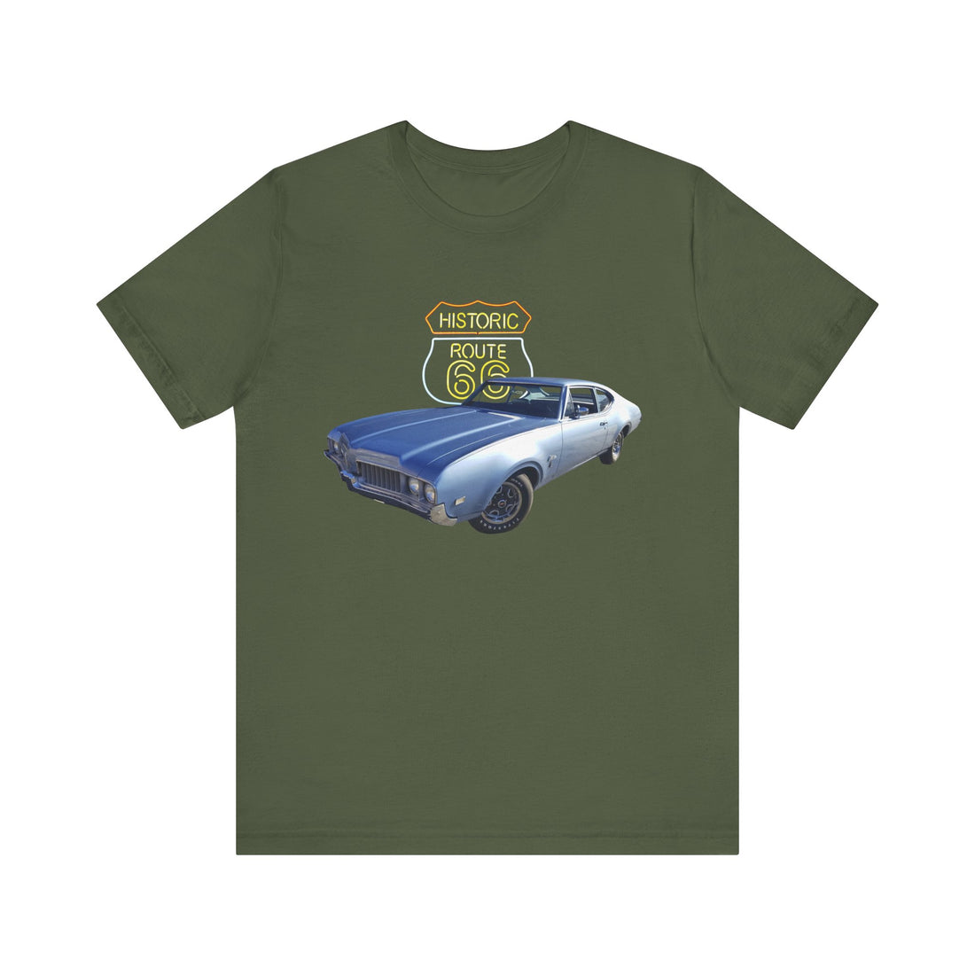 1969 Olds Cutlass in our Route 66 in the dark series Short Sleeve T-Shirt