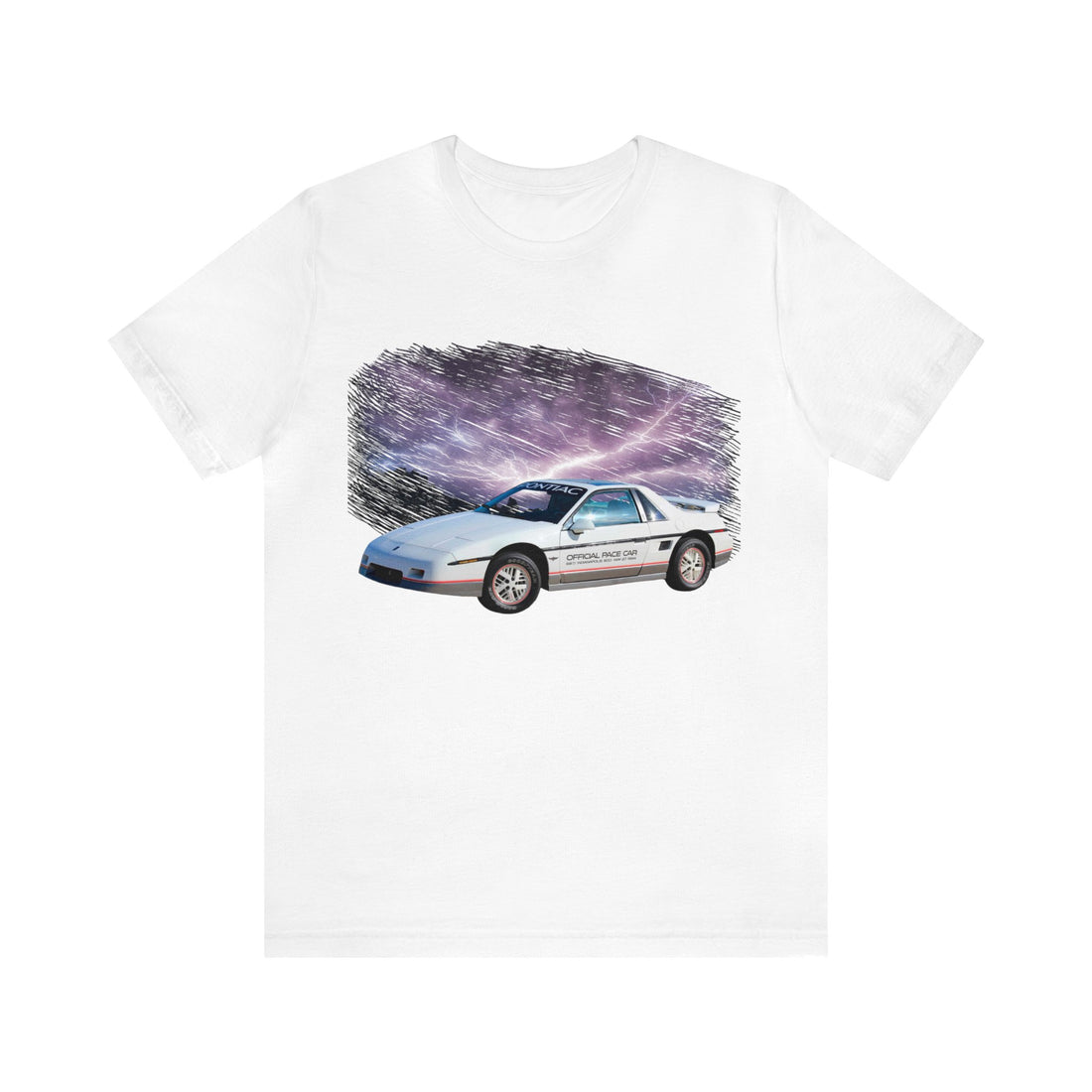 1984 Fiero Pace Car in our lightning series Short Sleeve Tee