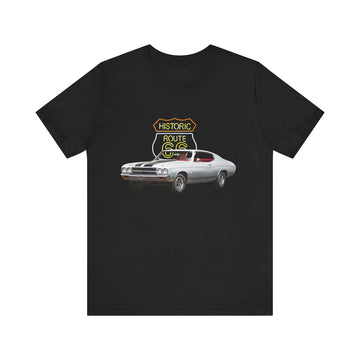 1970 Chevy Chevelle in our Route 66 in the dark series Short Sleeve T-Shirt