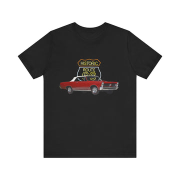 1965 Pontiac GTO in our Route 66 in the dark series Short Sleeve T-Shirt
