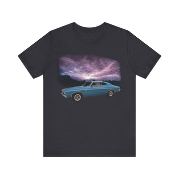 1969 Chevelle SS lightning series short sleeve tee with classic car graphic.