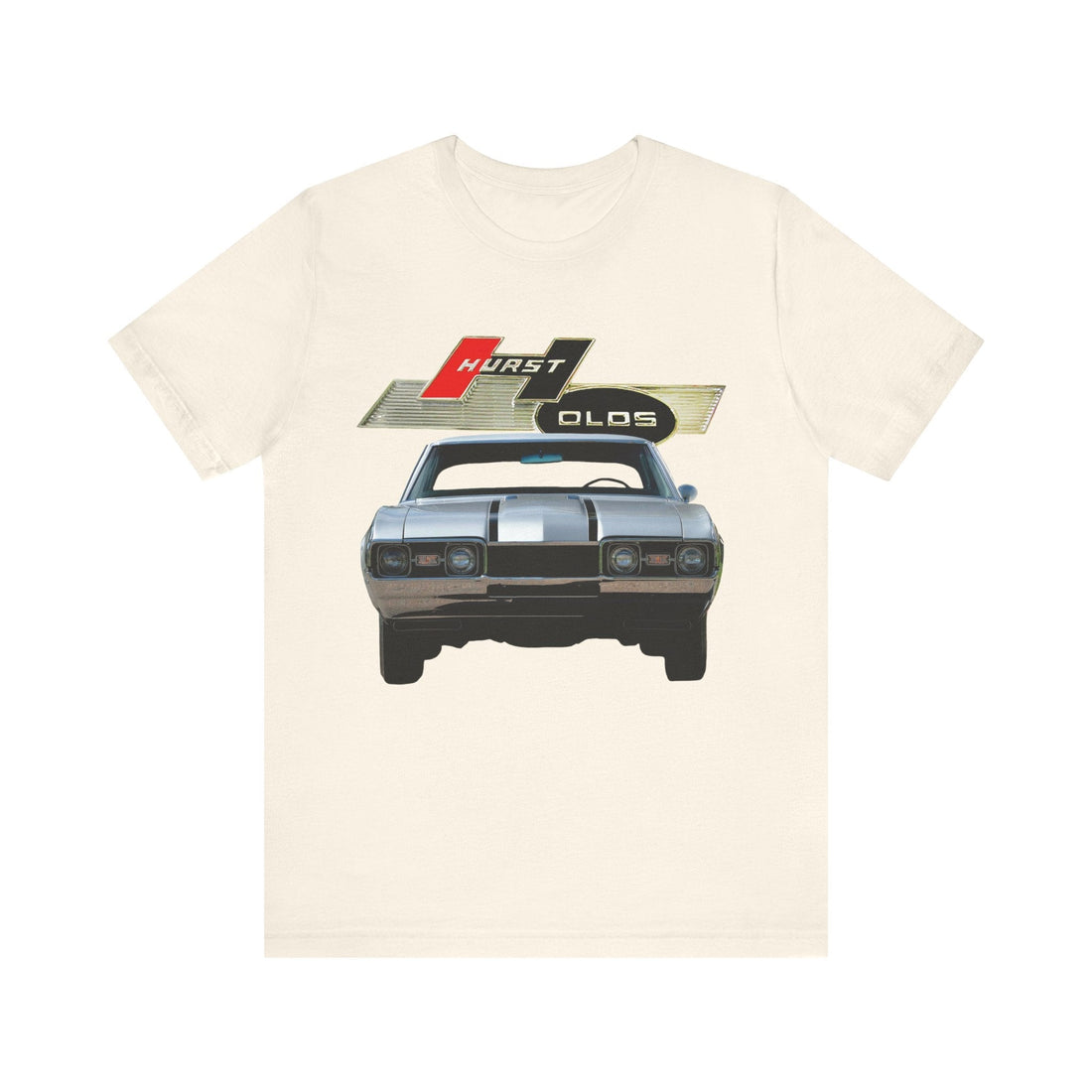 1968 Hurst Olds Cutlass 442 Short Sleeve Tee with classic car graphic design.