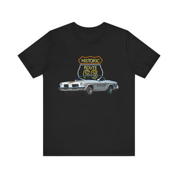 1974 Hurst Olds Pace car in our Route 66 in the dark series Short Sleeve T-Shirt
