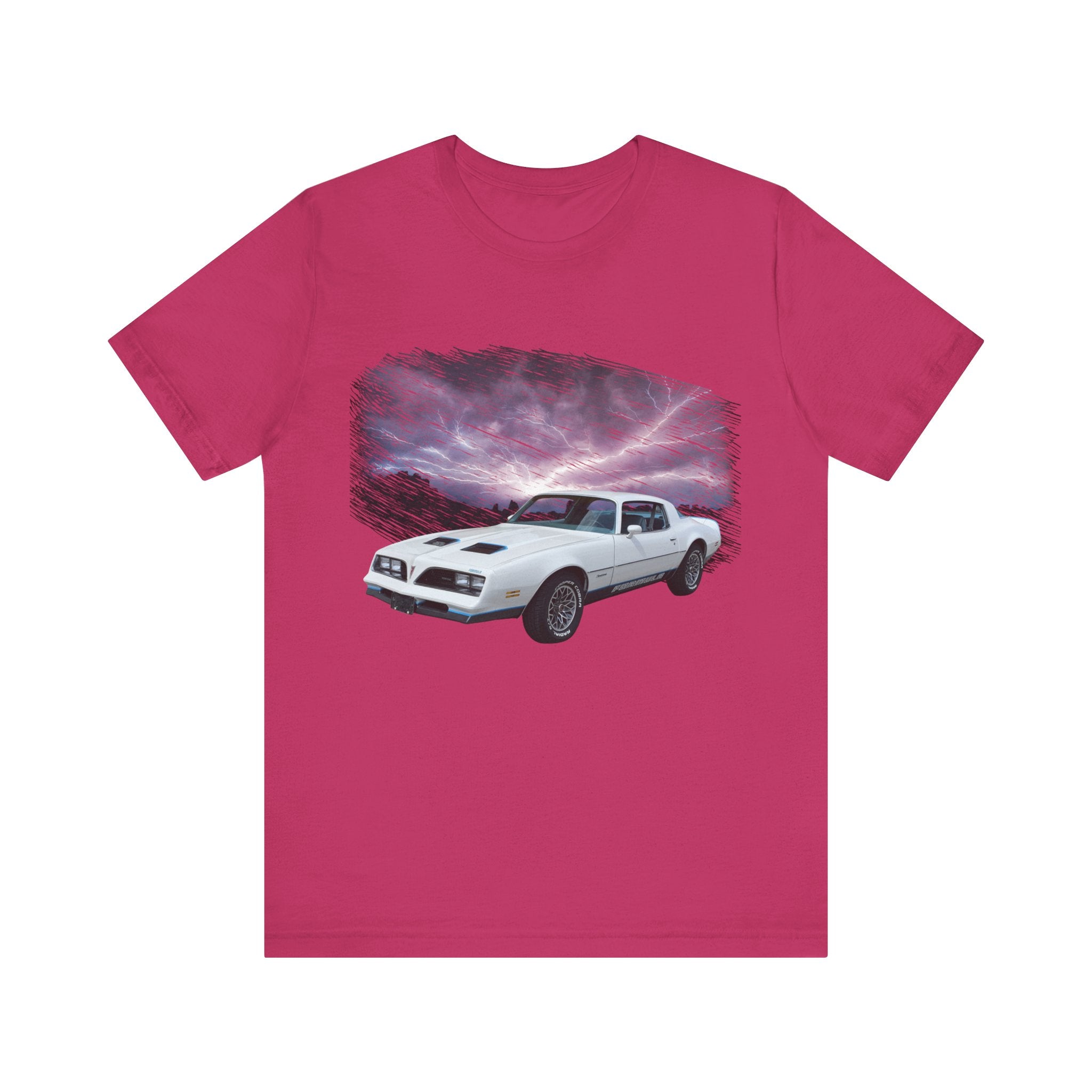 1977 Pontiac Formula Firebird in our lightning series Short Sleeve Tee