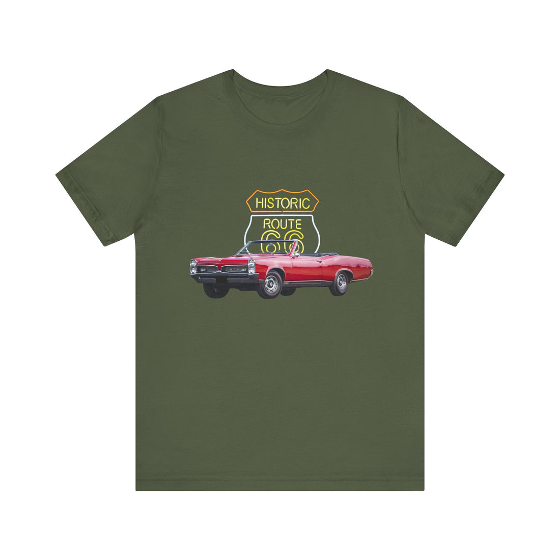 1967 Pontiac GTO in our Route 66 in the dark series Short Sleeve T-Shirt