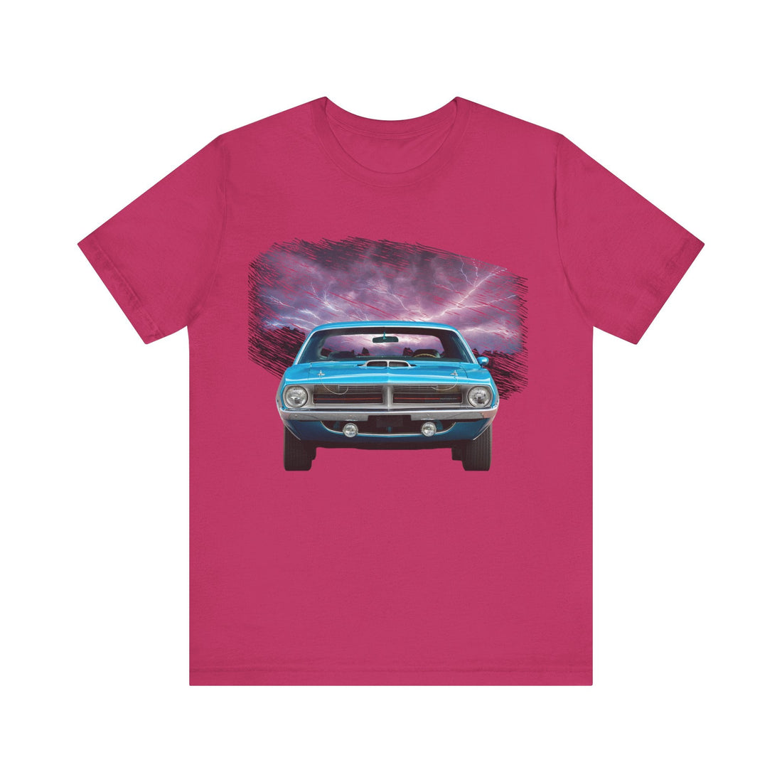 1970 Barracuda lightning series short sleeve tee with vintage car design.