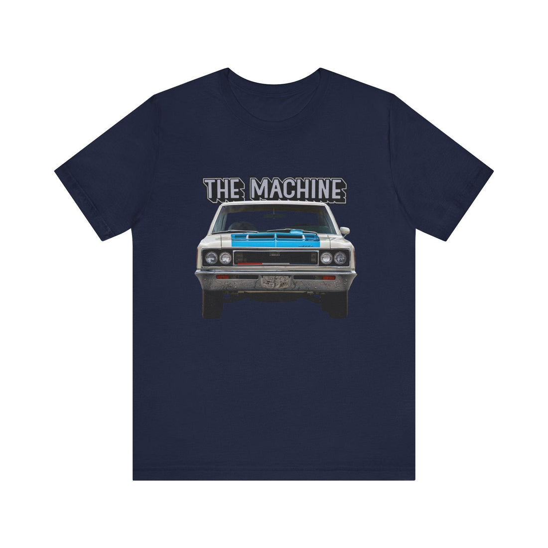 1970 AMC Rebel The Machine short sleeve tee with vintage car graphic design.