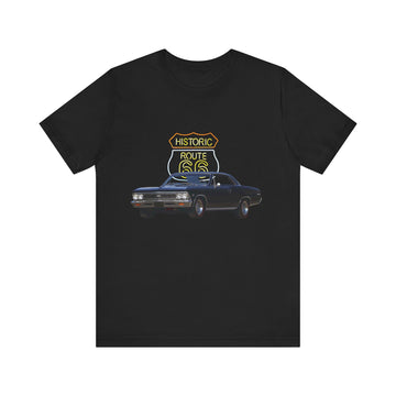 1966 Chevy Chevelle in our Route 66 in the dark series Short Sleeve T-Shirt