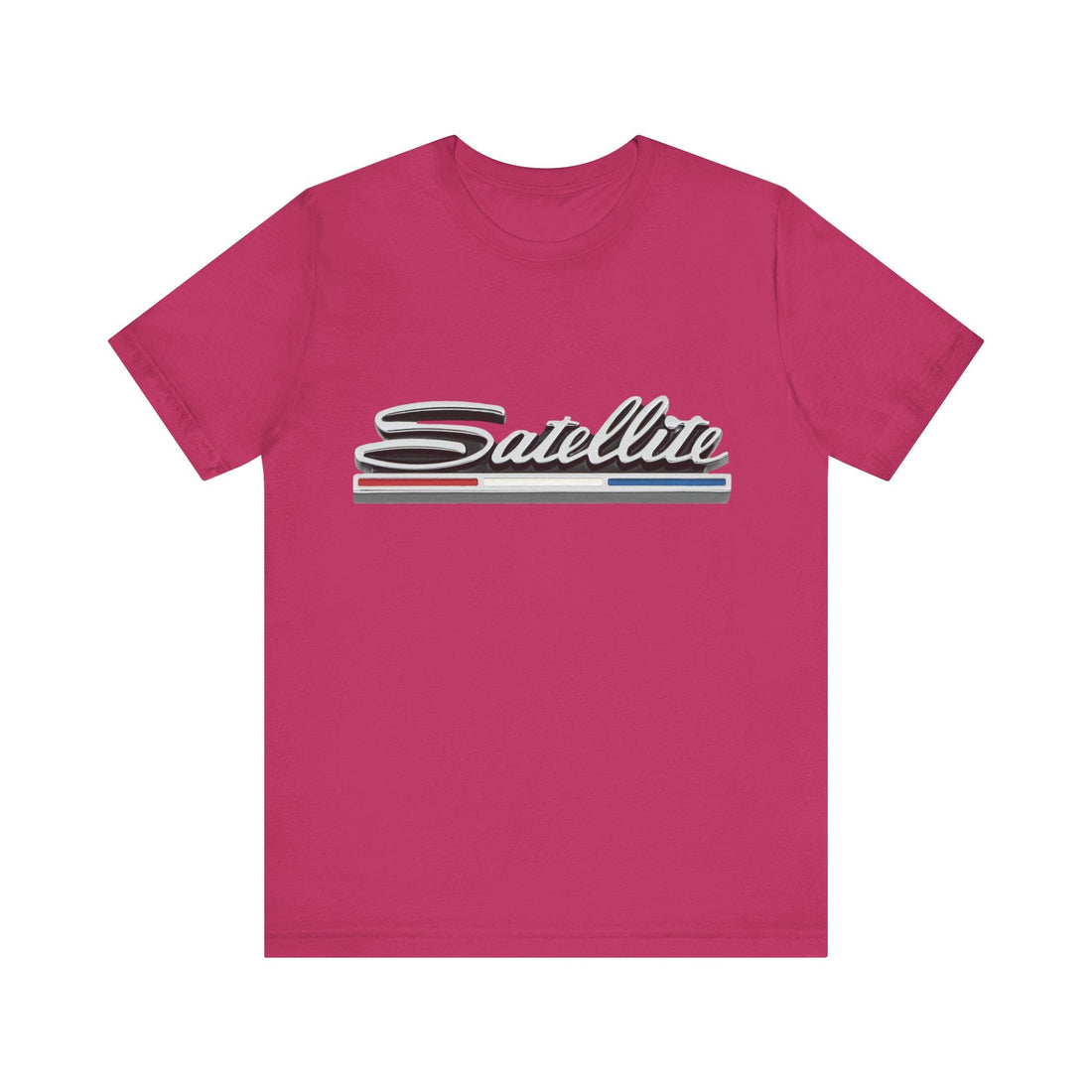 Plymouth Satellite Logo Short Sleeve Tee, classic design, maroon color.