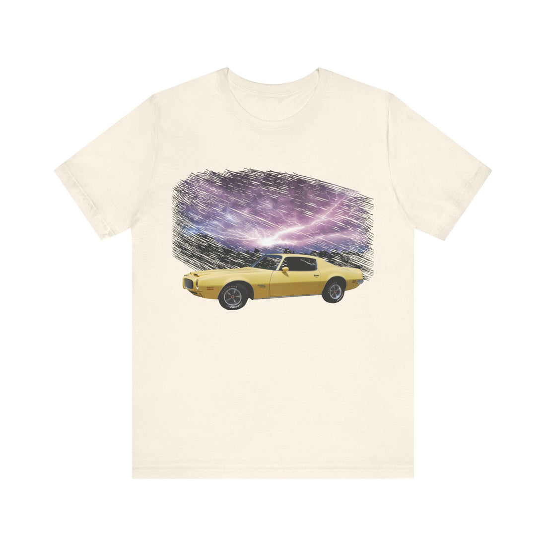 1970 Pontiac Formula Firebird lightning series short sleeve tee with vintage car graphic.
