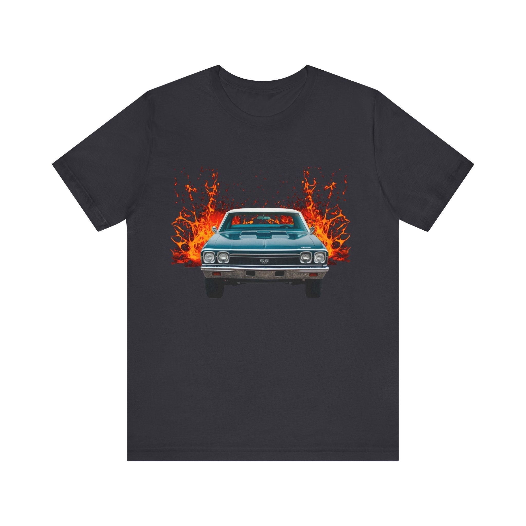 1968 Chevy Chevelle SS lava series short sleeve tee with vibrant car graphic.