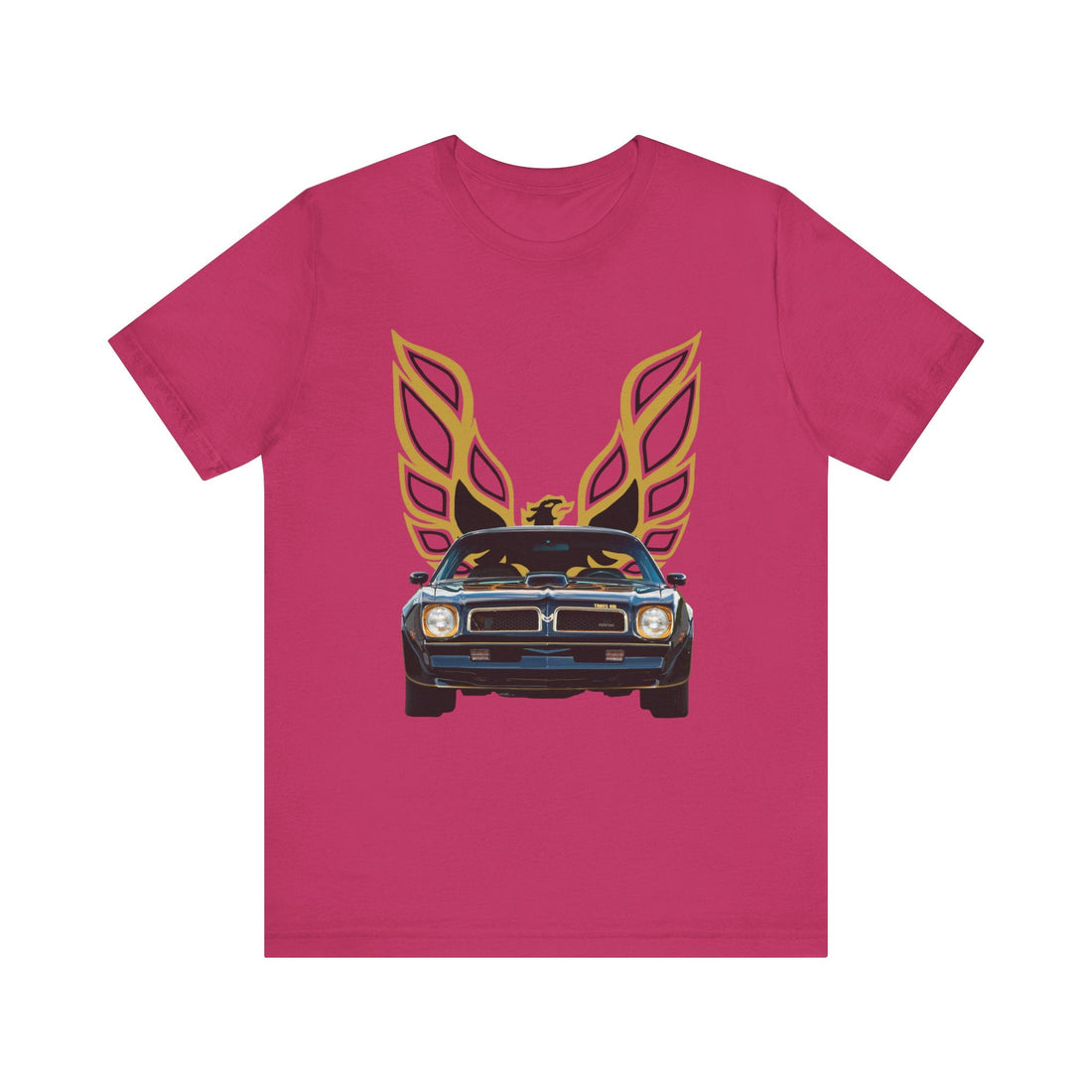 1976 Pontiac Firebird Trans AM SE Short Sleeve Tee with car graphic design, soft cotton fabric.