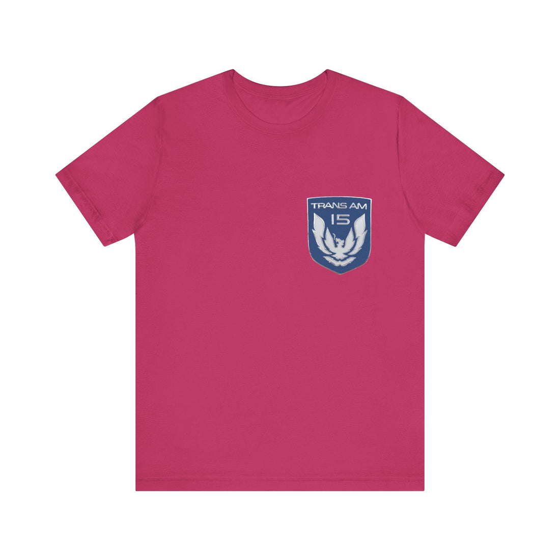 Pontiac 15th Anniversary Logo short sleeve tee in soft cream color with blue logo on chest.