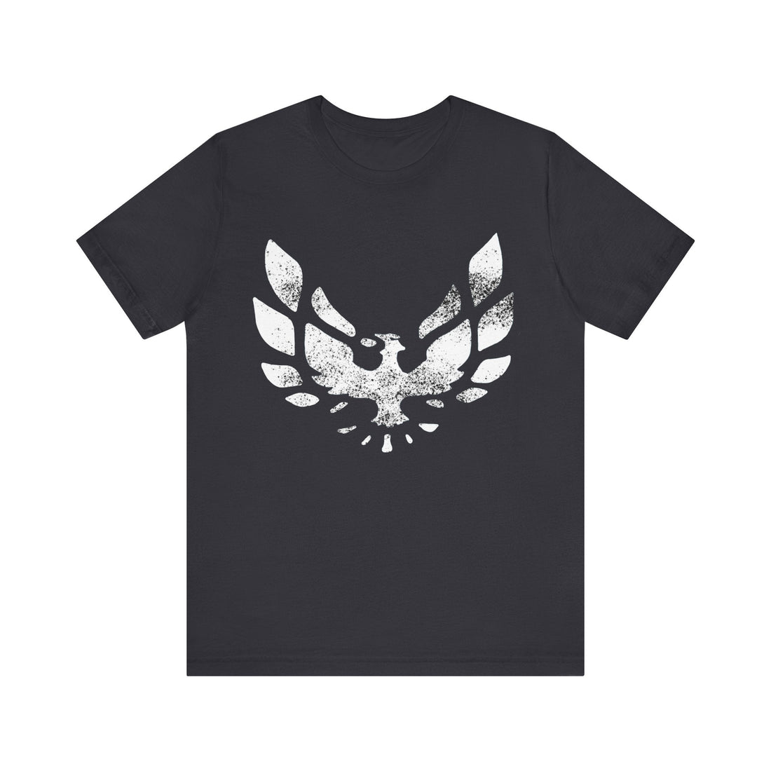 Distressed Pontiac Firebird Trans AM logo on short sleeve tee.