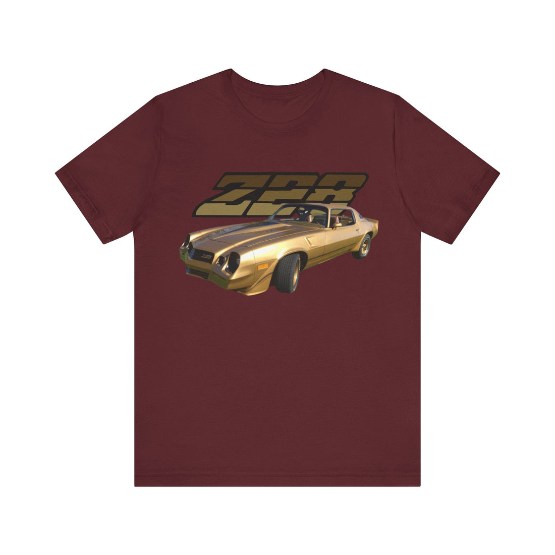 1980 Chevy Camaro Z28 Short Sleeve Tee with car graphic on front.