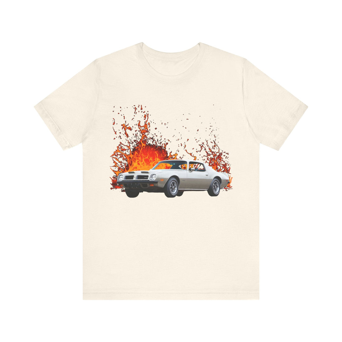 1974 Pontiac Formula Firebird lava series short sleeve t-shirt with vibrant car graphic.