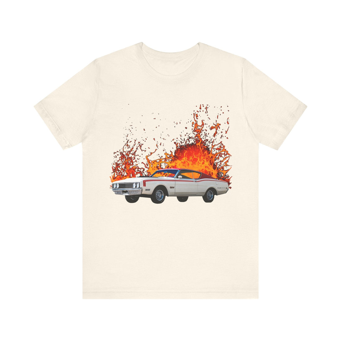 1969 Mercury Cyclone Spoiler lava series short sleeve tee with vibrant car design.