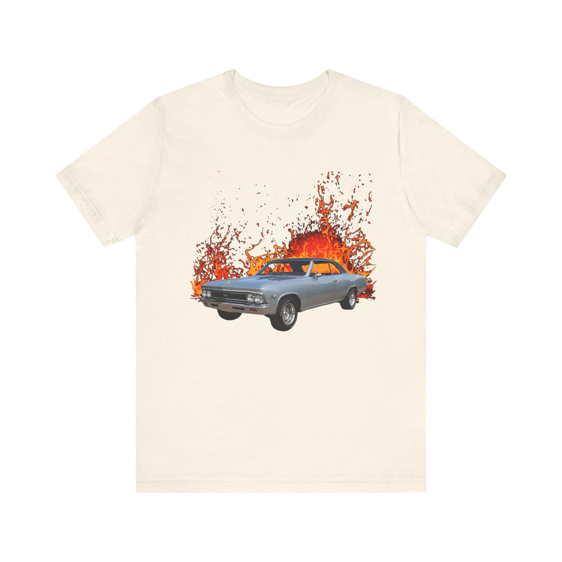 1966 Chevy Chevelle SS lava series short sleeve tee with vibrant car graphic.